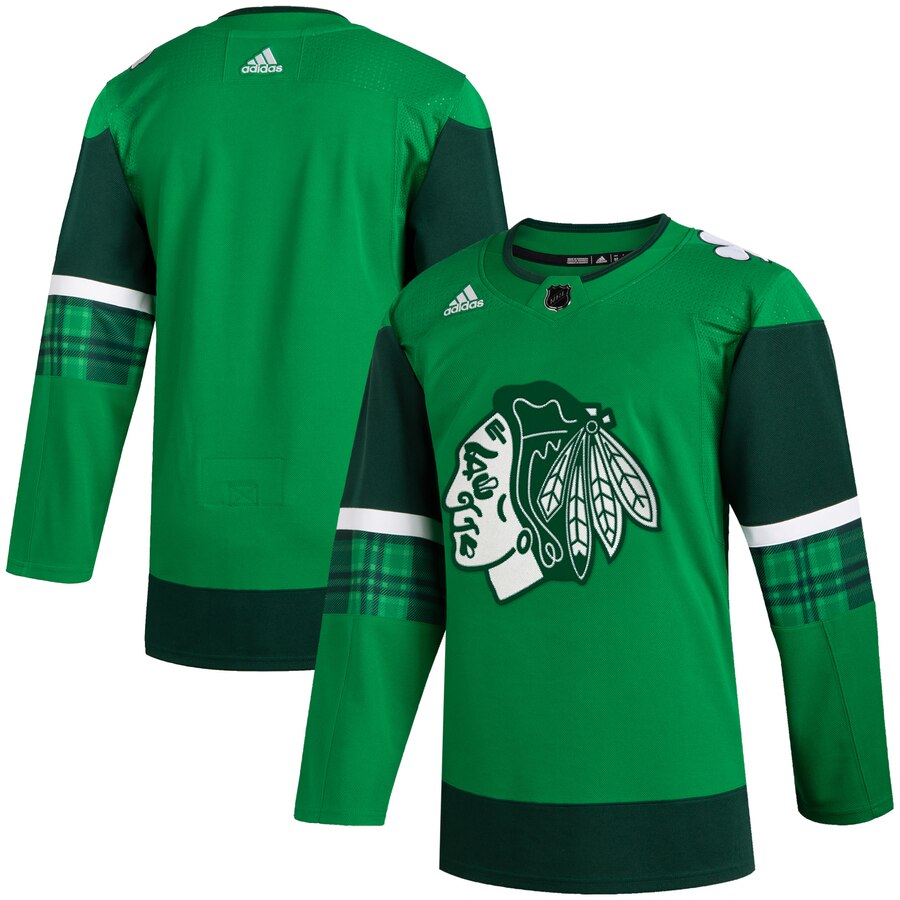 Cheap Chicago Blackhawks Blank Men Adidas 2020 St. Patrick Day Stitched NHL Jersey Green